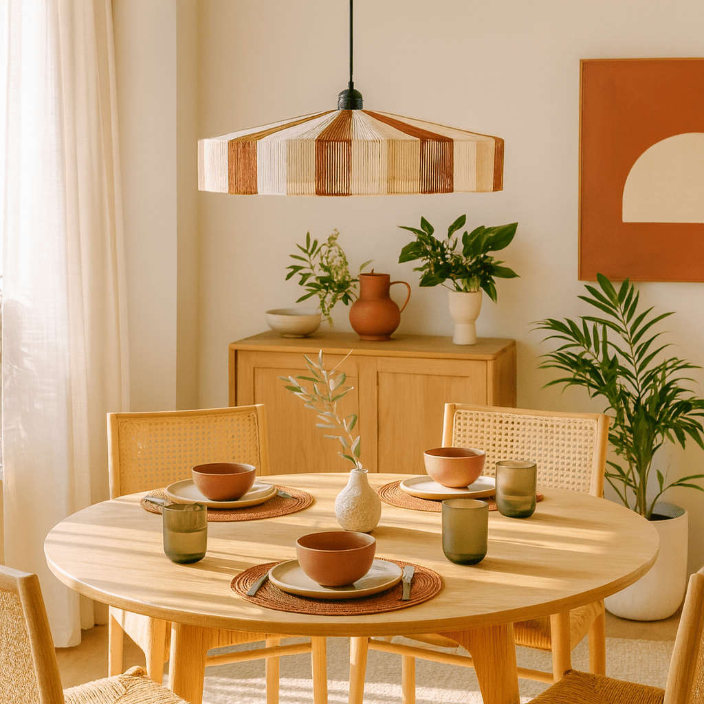 Natural Iron & Cotton Pendant Light