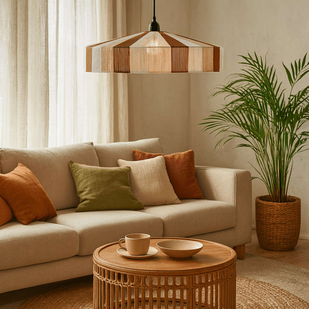 Natural Iron & Cotton Pendant Light