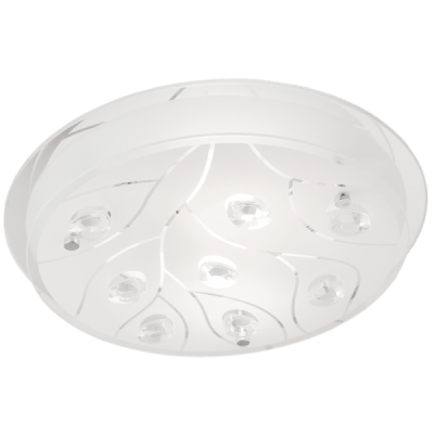 Ceiling Light in Polished Chrome with Frosted Glass and Crystals