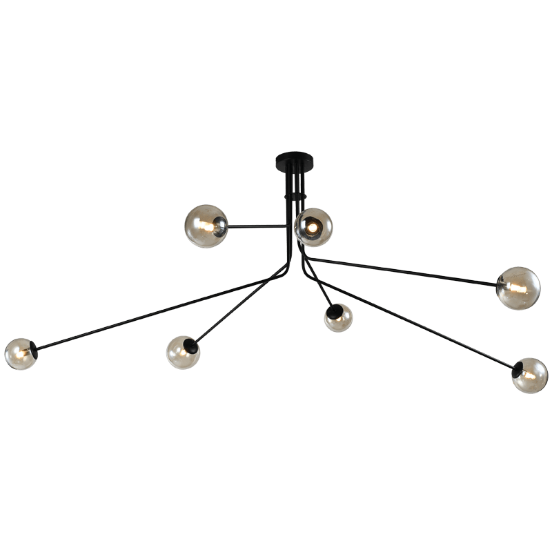 Woza 7 Light Black & Amber Chandelier