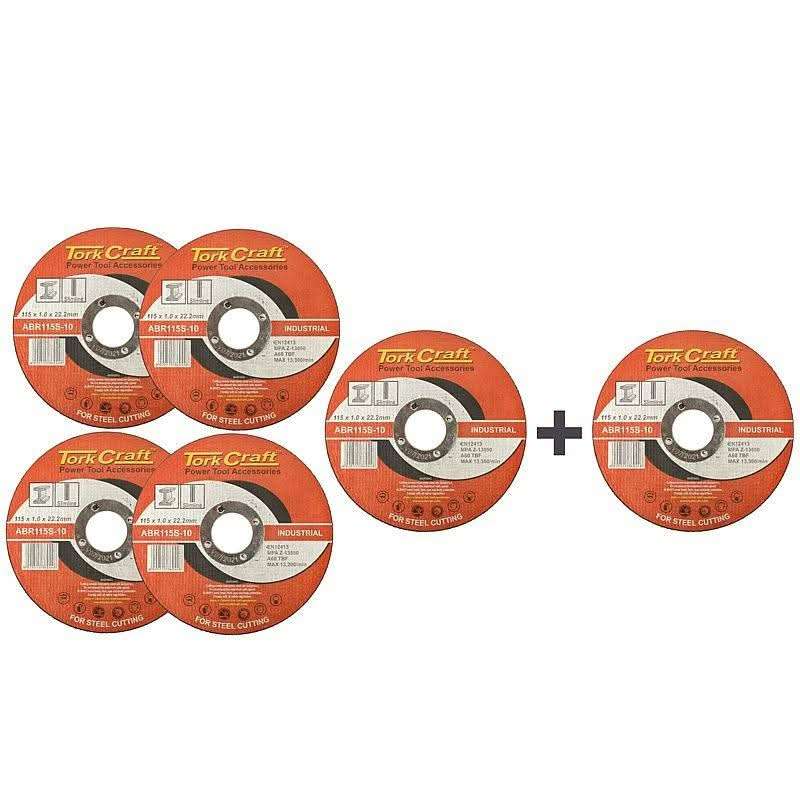Tork Craft 5 + 1 Free Cutting Disc Steel 115 x 1.0 x 22.2mm