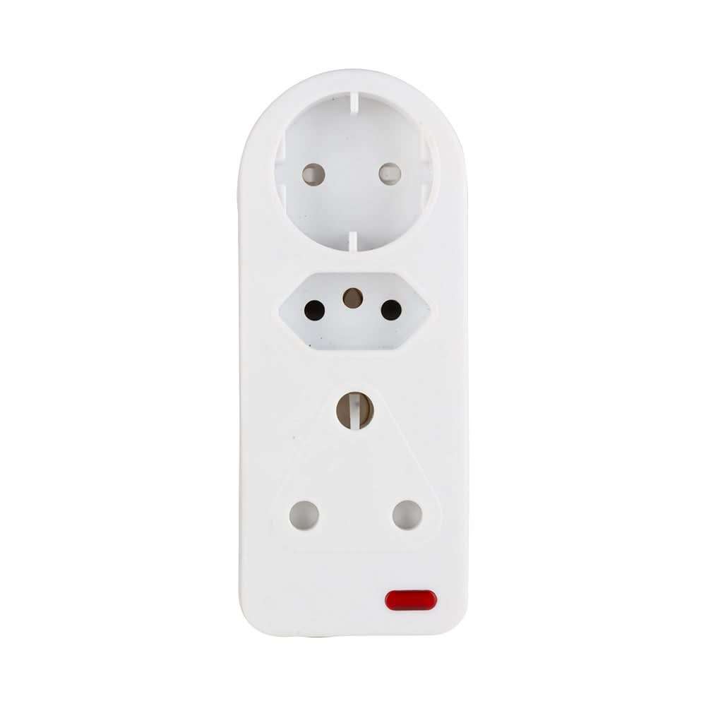 White 3 Way Adaptor with Indicator Light