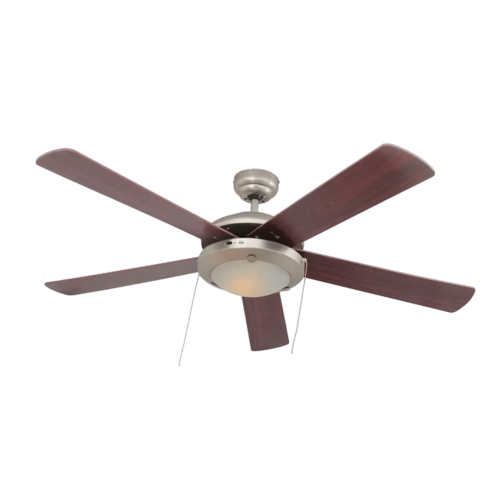 Comet Ceiling Fan 5 Blades Satin Chrome with Cherry Wood