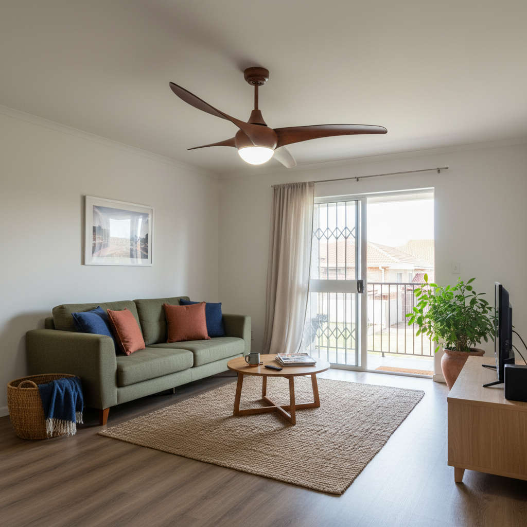 Steel & Acrylic LED Ceiling Fan with Wood Finish