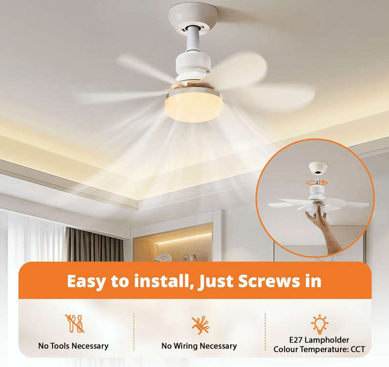 Mini E27 Ceiling Fan with Light and Remote Control