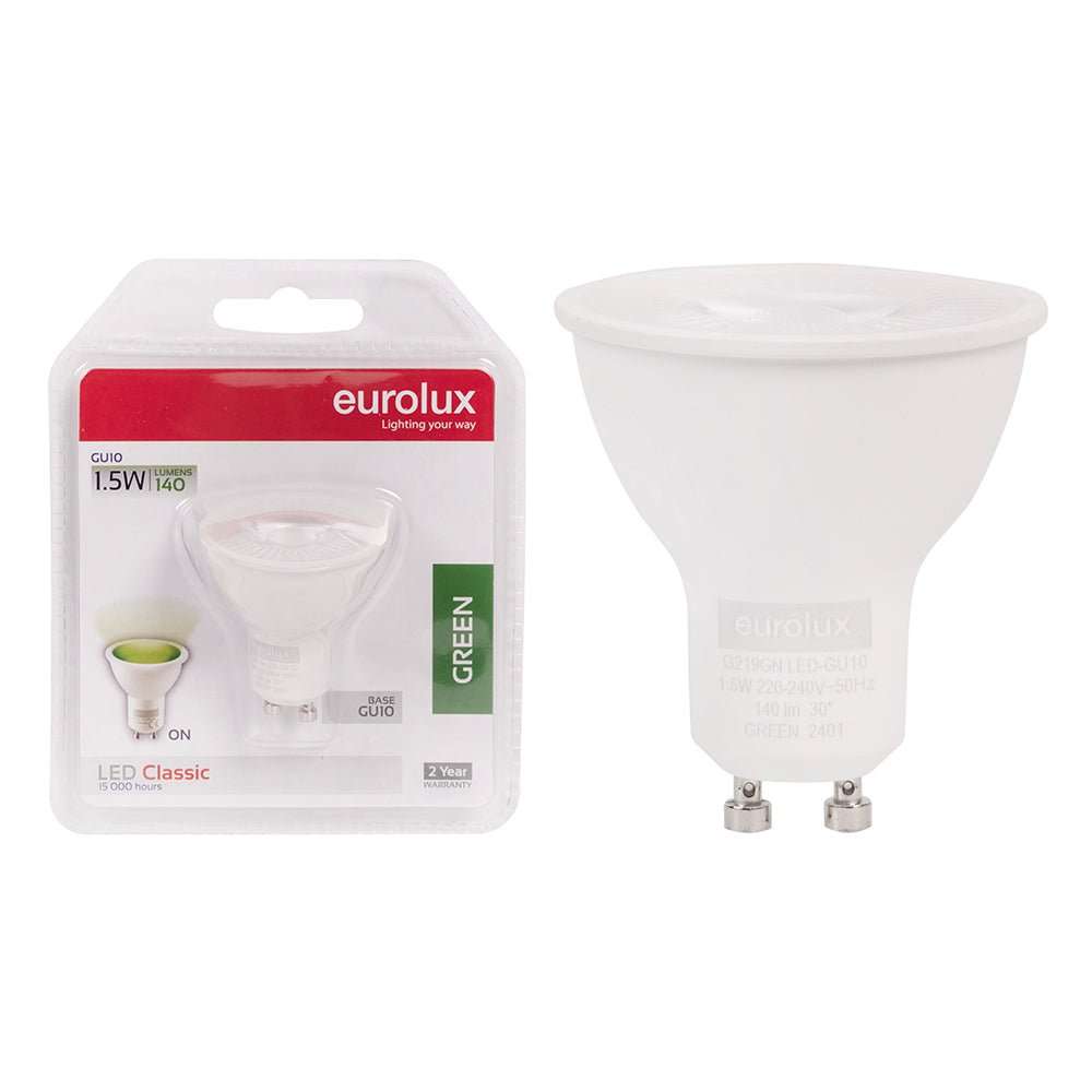 1.5W GU10 LED Lamp, Green