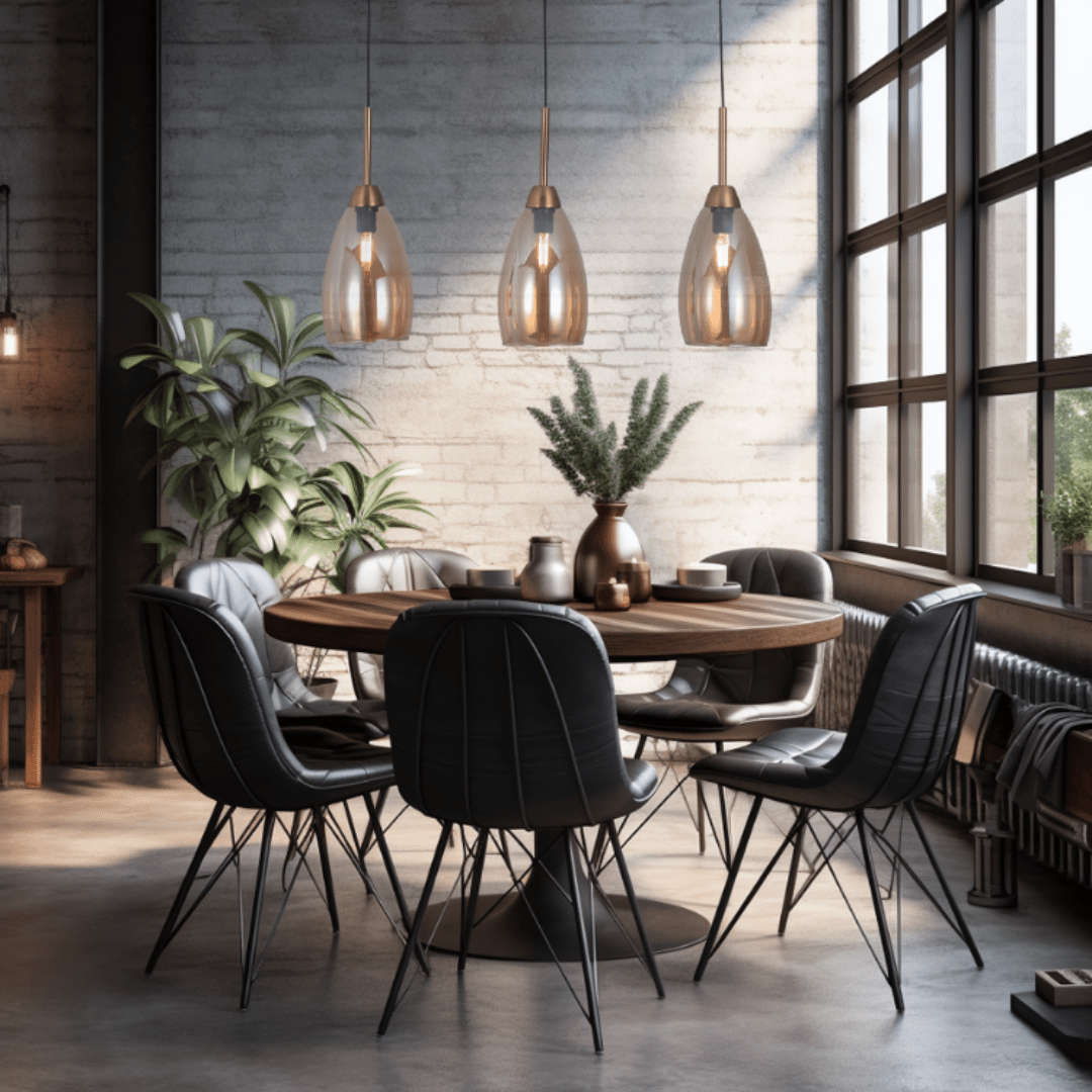 3 Light Gold & Amber Glass Pendant