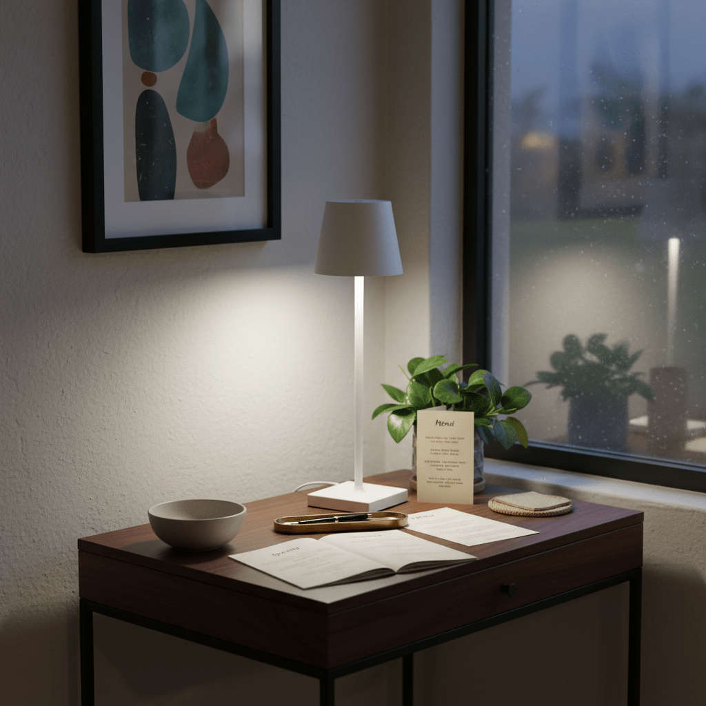 White Rechargeable Table Lamp