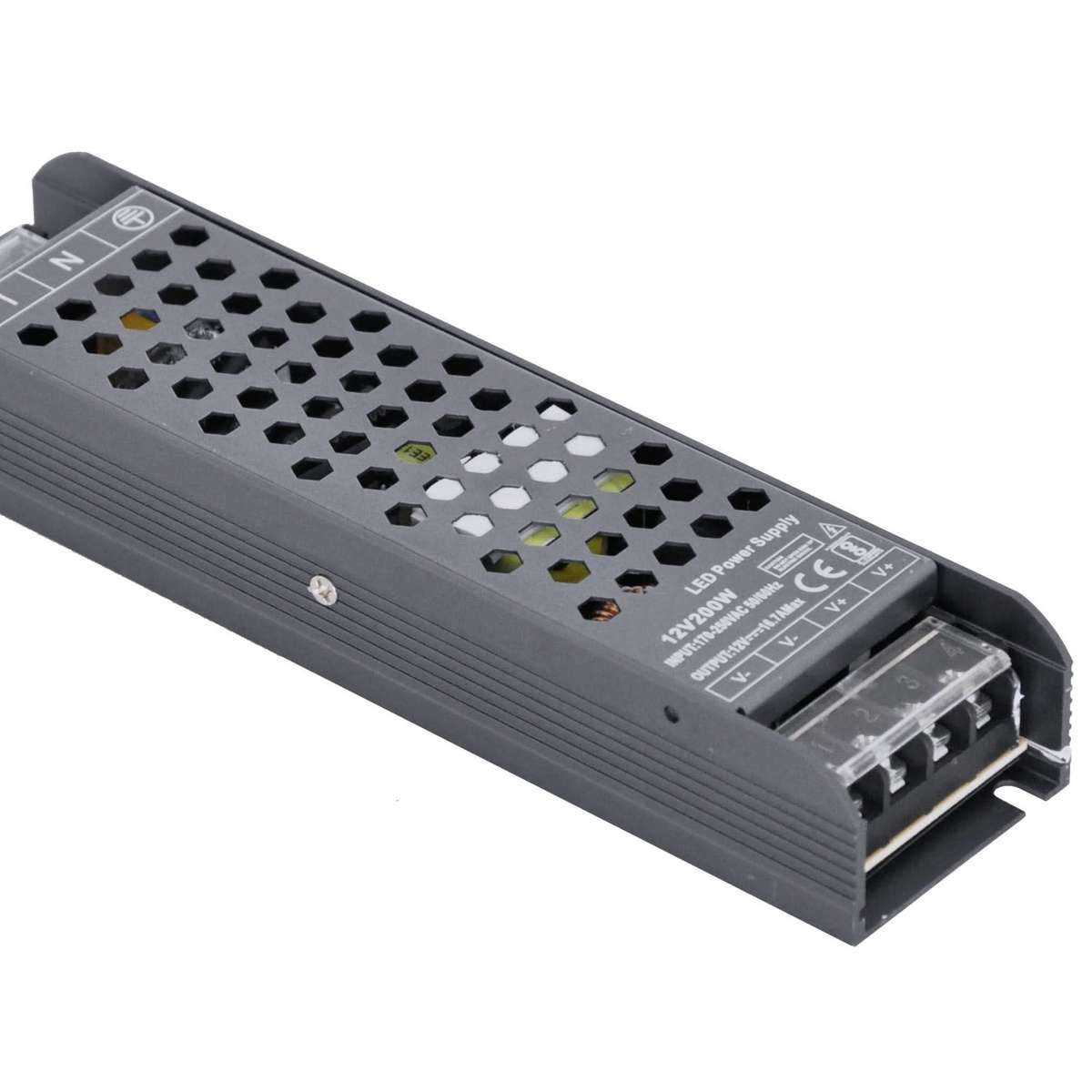 LED Power Supply - 12Vdc 200W - Surge Protected Slim Design