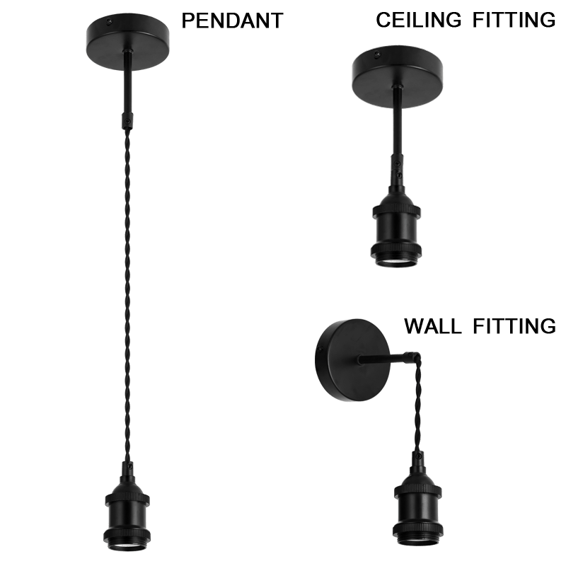 Matt Black Pendant Light 3 in 1 DIY Kit
