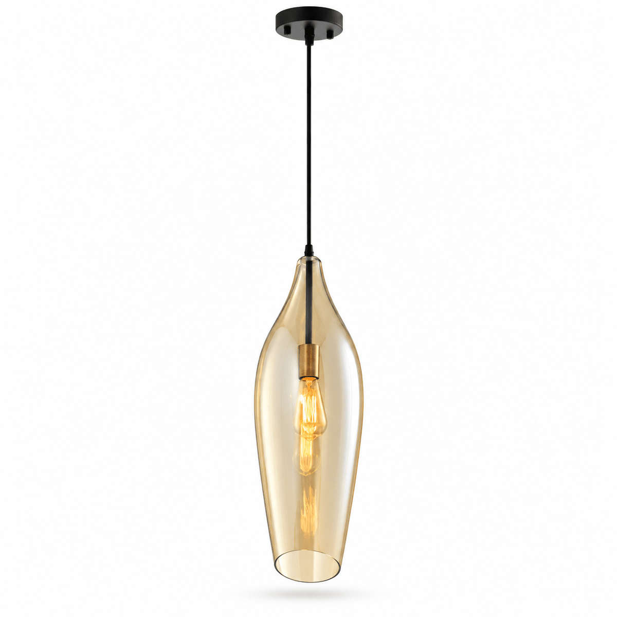 Black Metal Pendant with Cognac Colour Glass