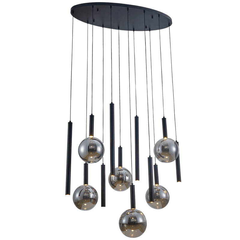 Smoke Glass Round Cluster Pendant Light