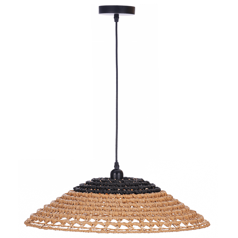 Iron and Paper Rope Pendant  - Natural & Black