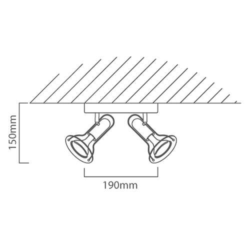 Satin Chrome Ceiling Spotlight Indoor 2-Light