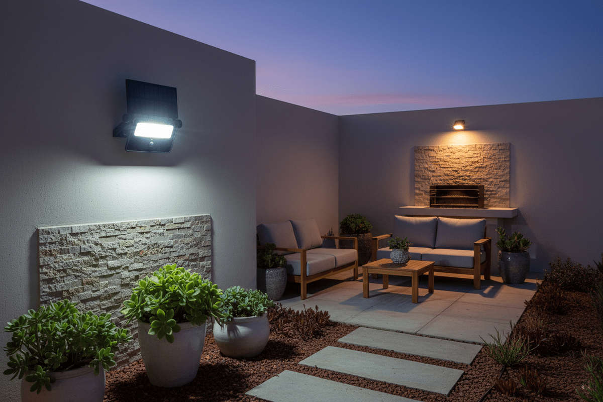 Solar LED Floodlight - 16 Watt, 1600 Lumens, Motion Sensor