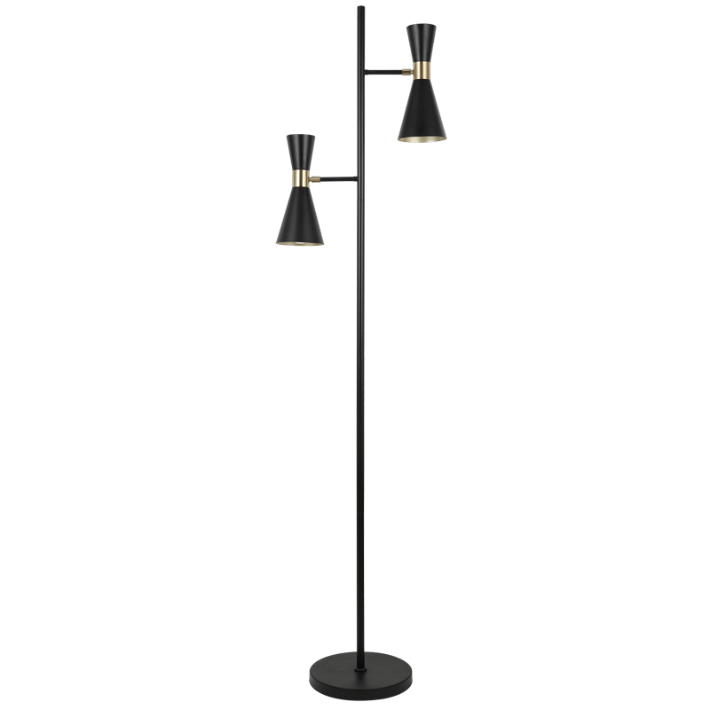 Carrington 2 Light Black & Gold Floor Lamp
