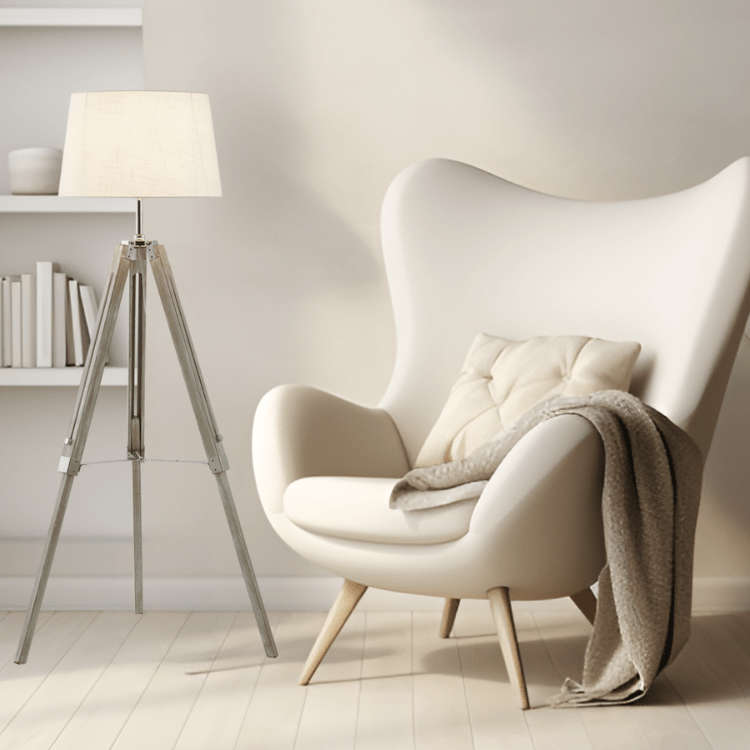 Arabella Wood & Chrome Floor Lamp