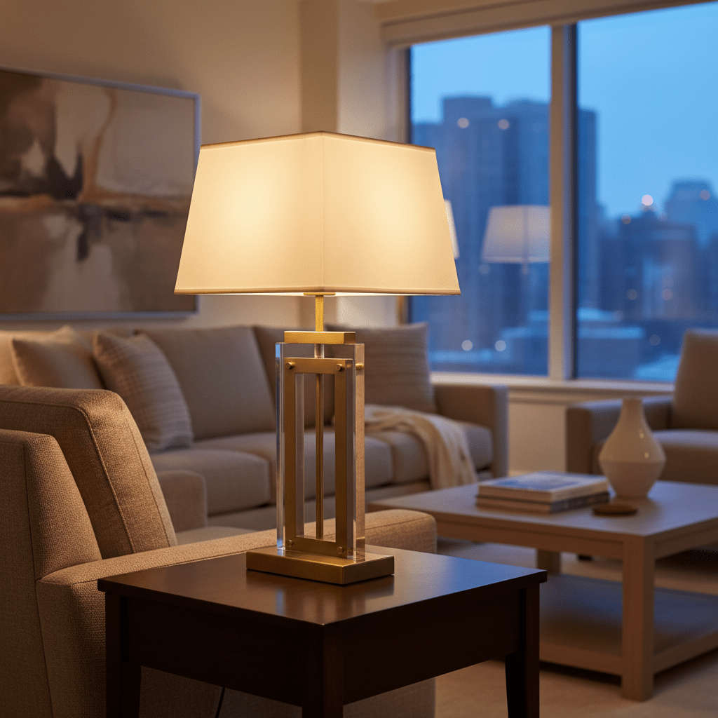 Blandford Antique Brass & Acrylic Table Lamp