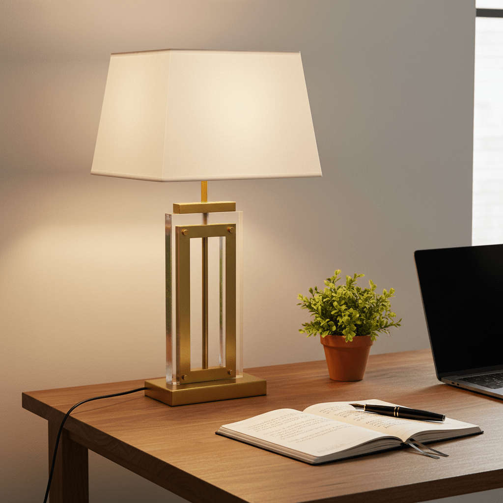 Blandford Antique Brass & Acrylic Table Lamp