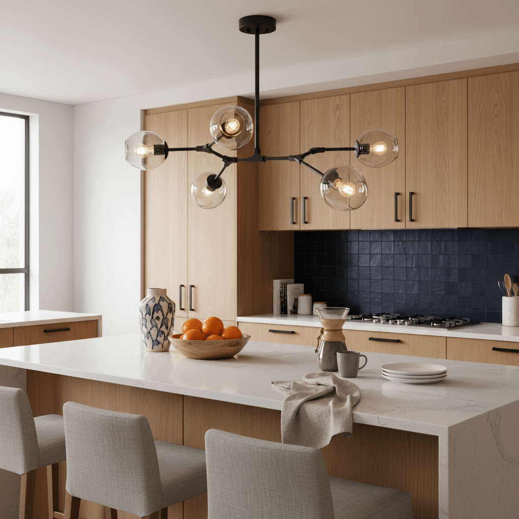 Ratanda 5 Light Black Pendant