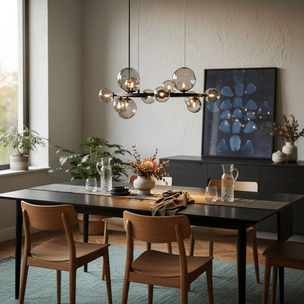 Nebula Metal Pendant with Smoke Colour Glass