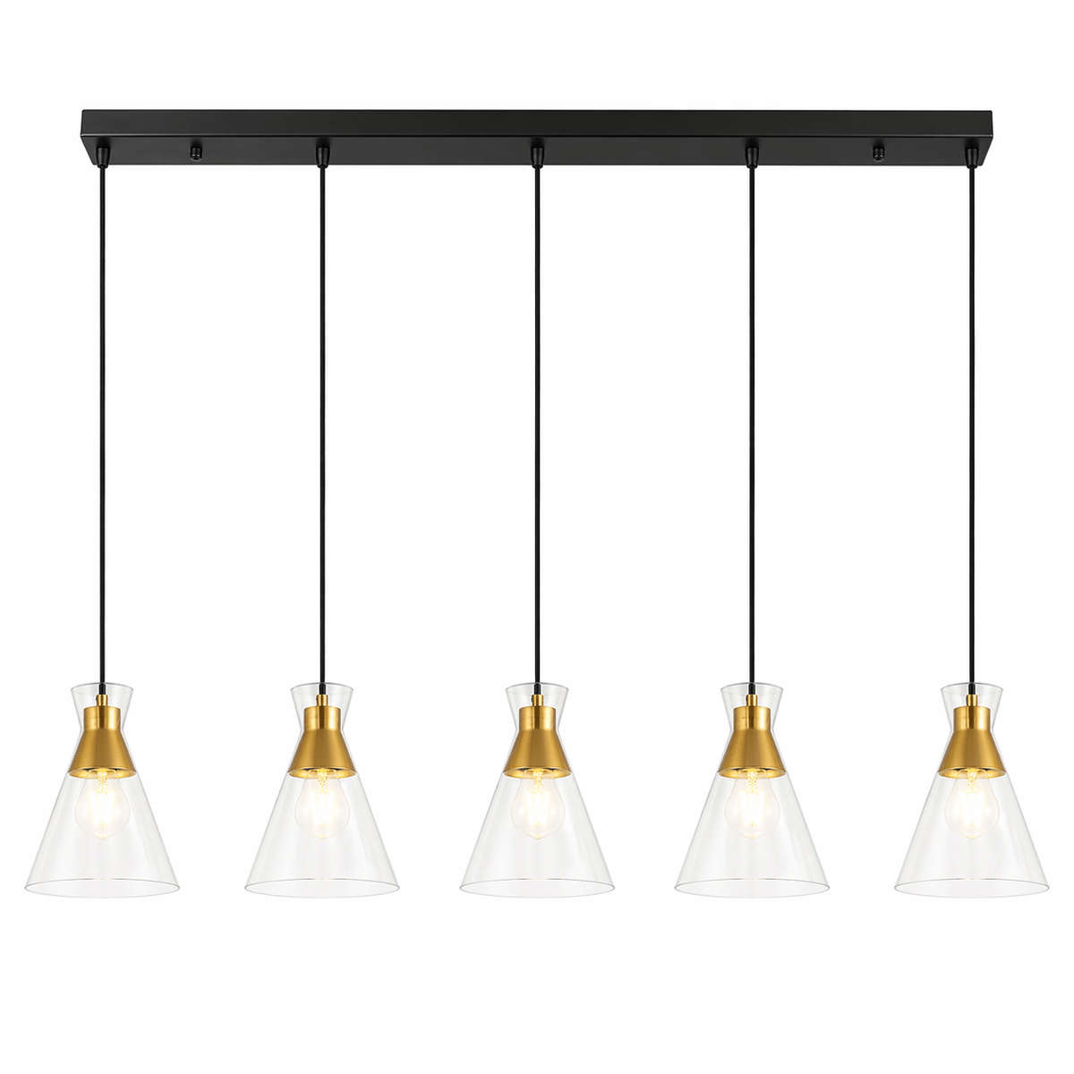 Black & Gold Cleopatra 5 Light Landscape Pendant Light