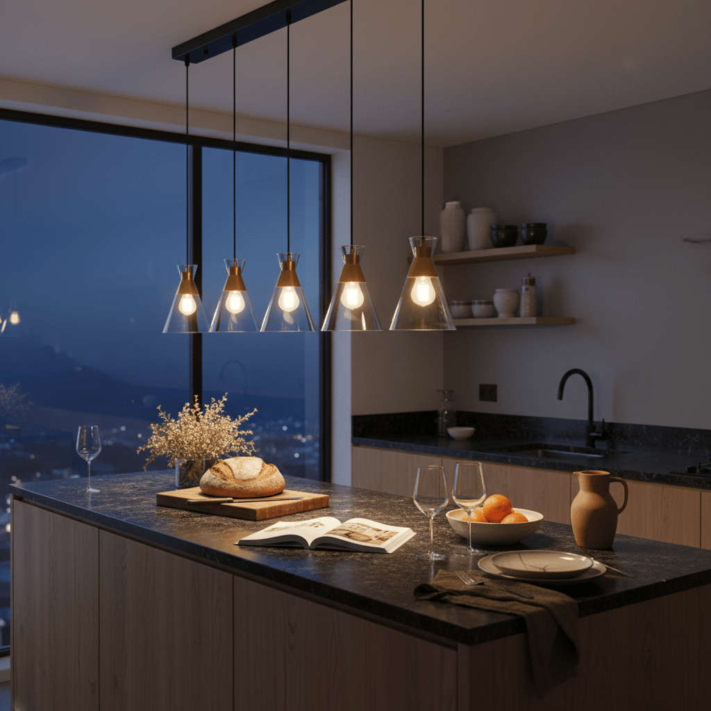 Black & Gold Cleopatra 5 Light Landscape Pendant Light