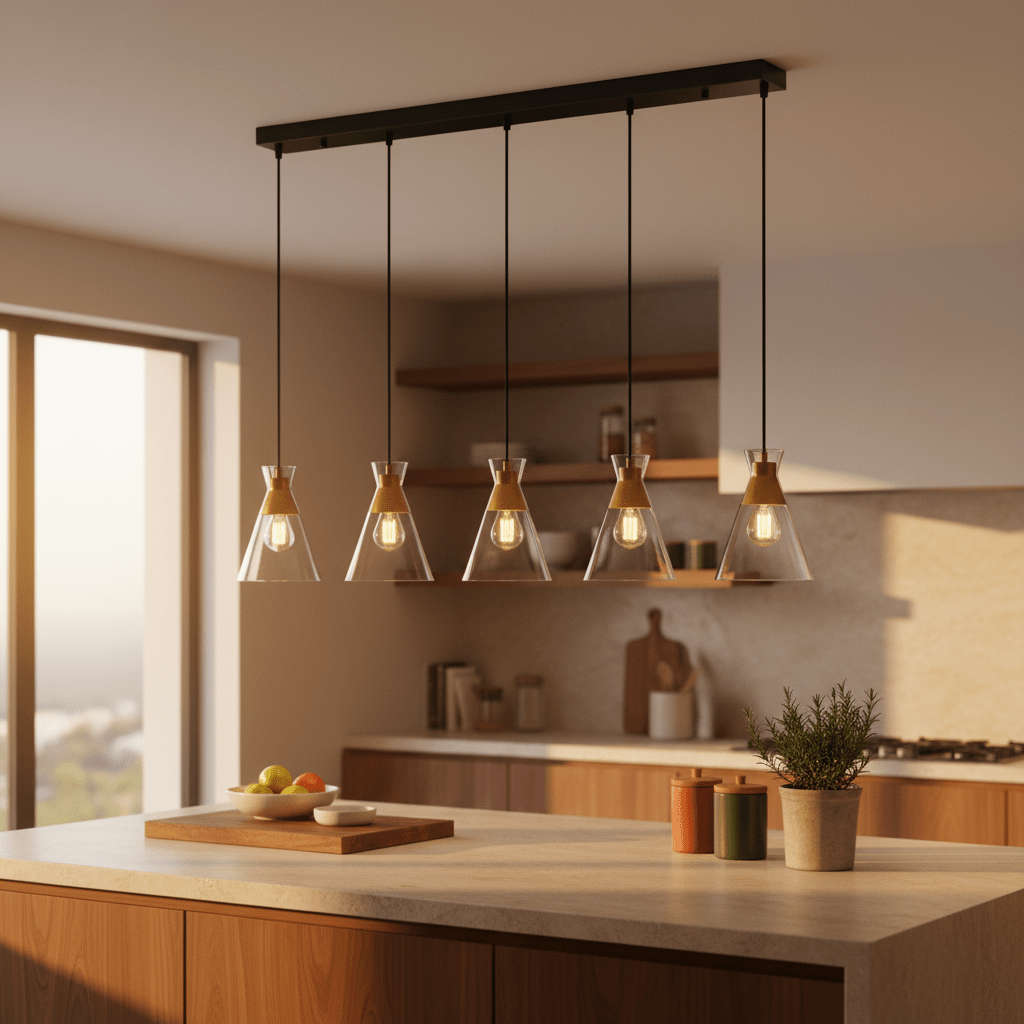 Black & Gold Cleopatra 5 Light Landscape Pendant Light