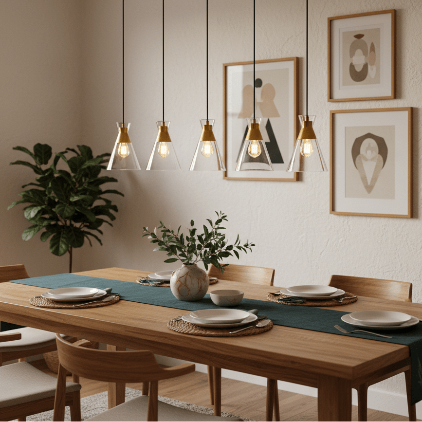 Black & Gold Cleopatra 5 Light Landscape Pendant Light