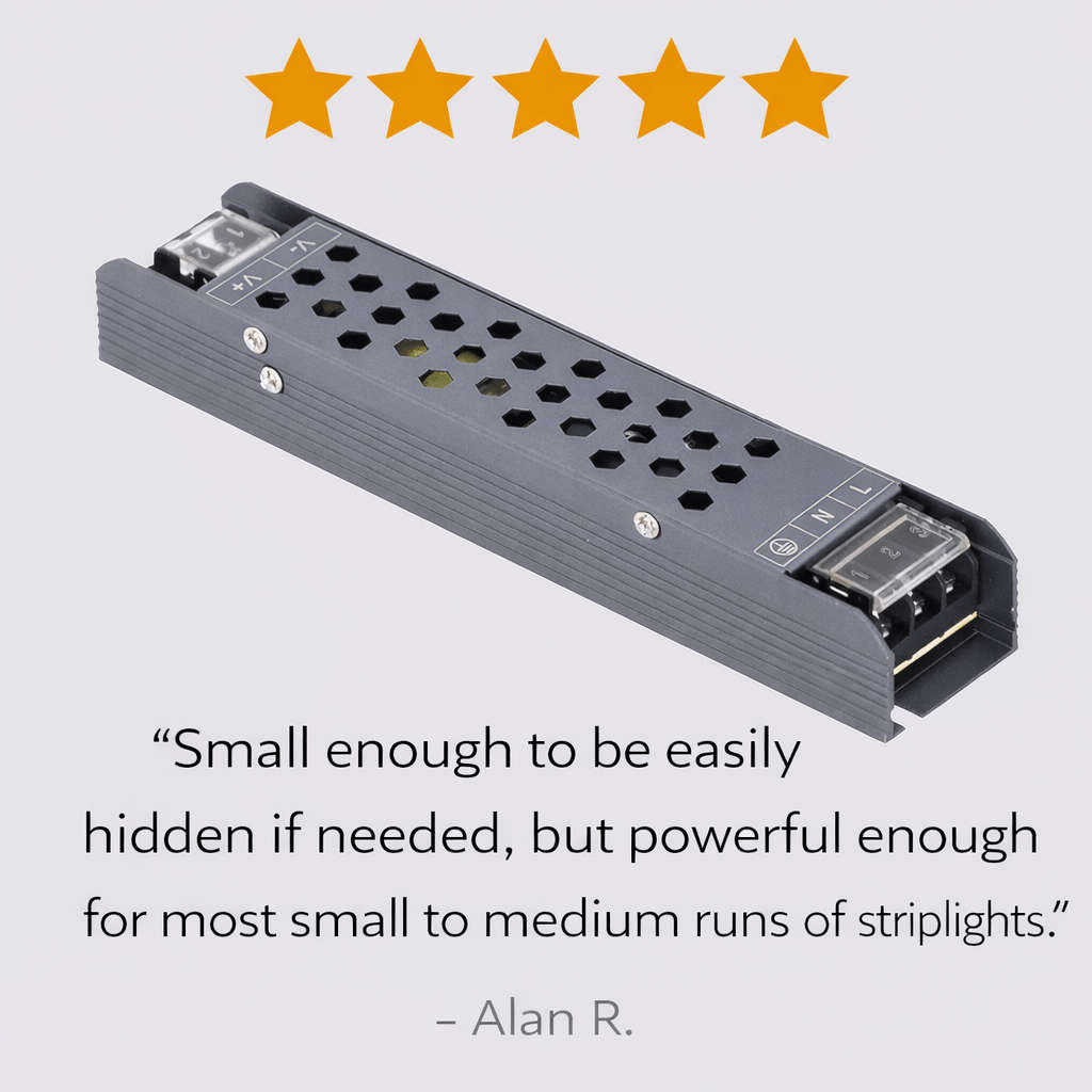LED Power Supply - 12Vdc 60W - Surge Protected / Slim Design