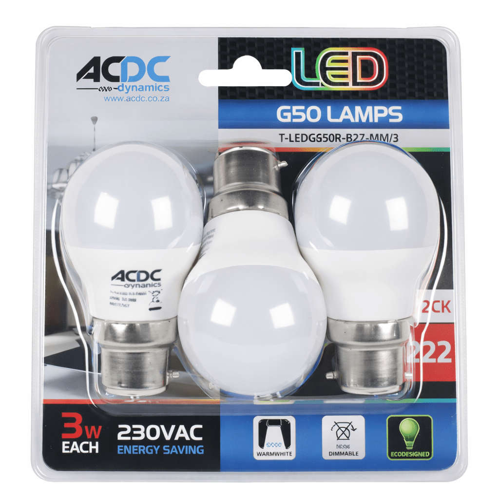 3W G45 Golf Ball LED Bulb  E27, 3000K Warm White  3-Pack