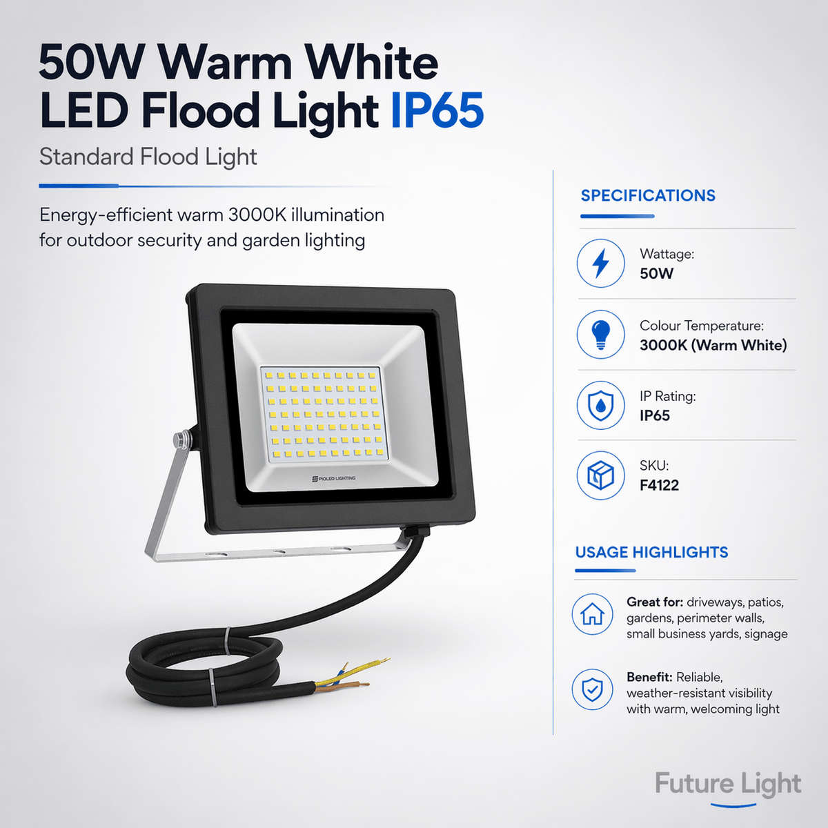 50W Warm White LED Flood Light IP65
