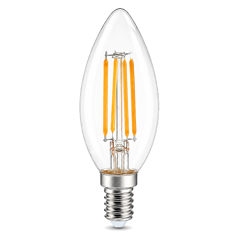 4W Dimmable Clear Candle Filament LED Bulb  E14, 2700K Warm White