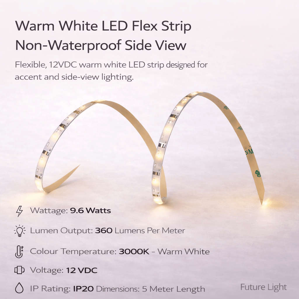 Warm White LED Flex Strip IP20 Side View