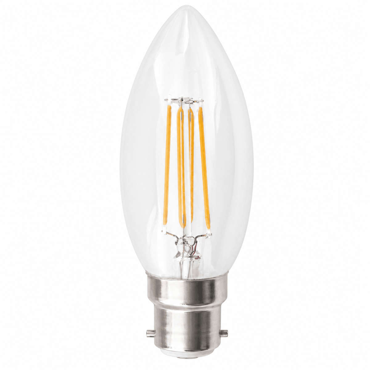 4.5W Dimmable Clear Candle Filament LED Bulb  B22, 2700K Warm White