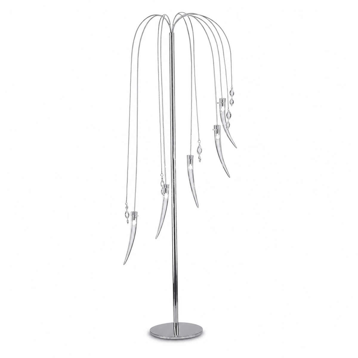 5-Light Chrome & Clear Glass Floor Lamp with Foot Switch