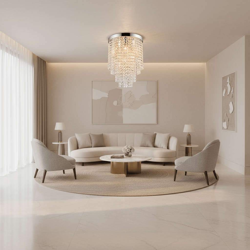 G9 LED Small Round K9 Crystal Ceiling Fitting