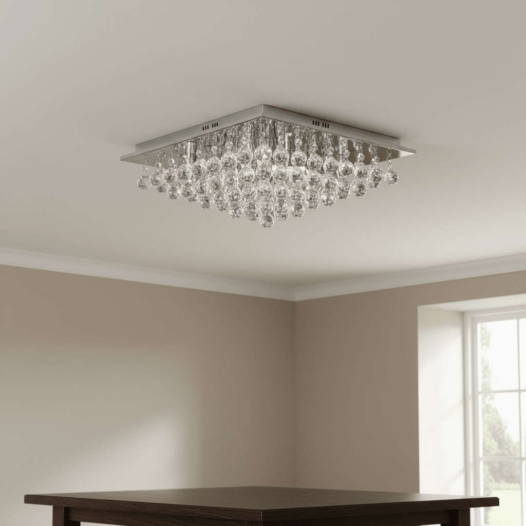 3.5W G9 Led Large Square K9 Crystal Ceiling Fitting
