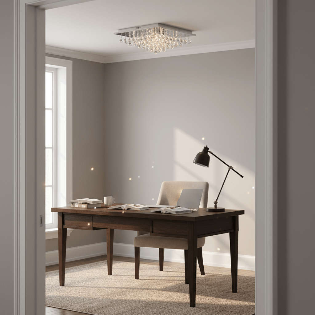 3.5W G9 Led Large Square K9 Crystal Ceiling Fitting