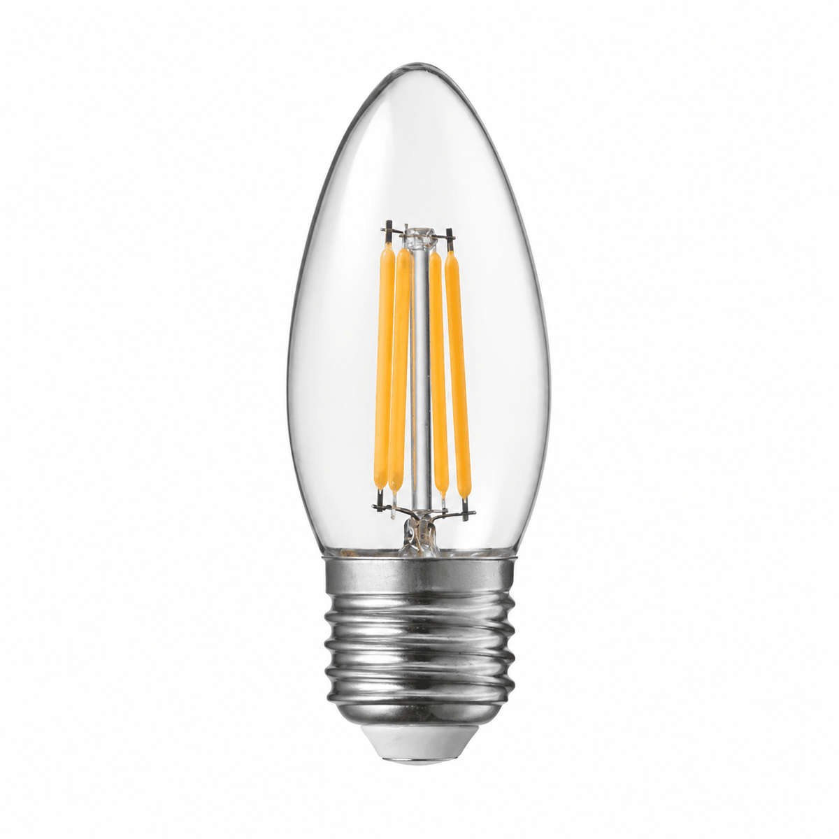 4W Dimmable Clear Candle Filament LED Bulb  E27, 6500K Daylight