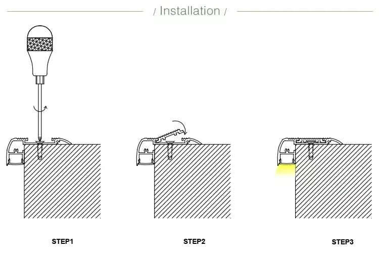 LED Stair / Step Profile Black - Downlight