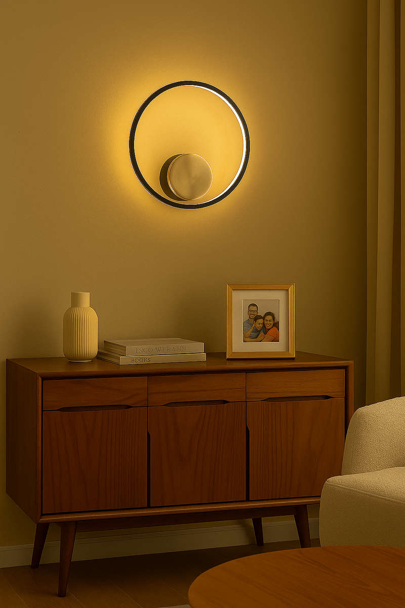 LED Ring Wall Light Black & Gold