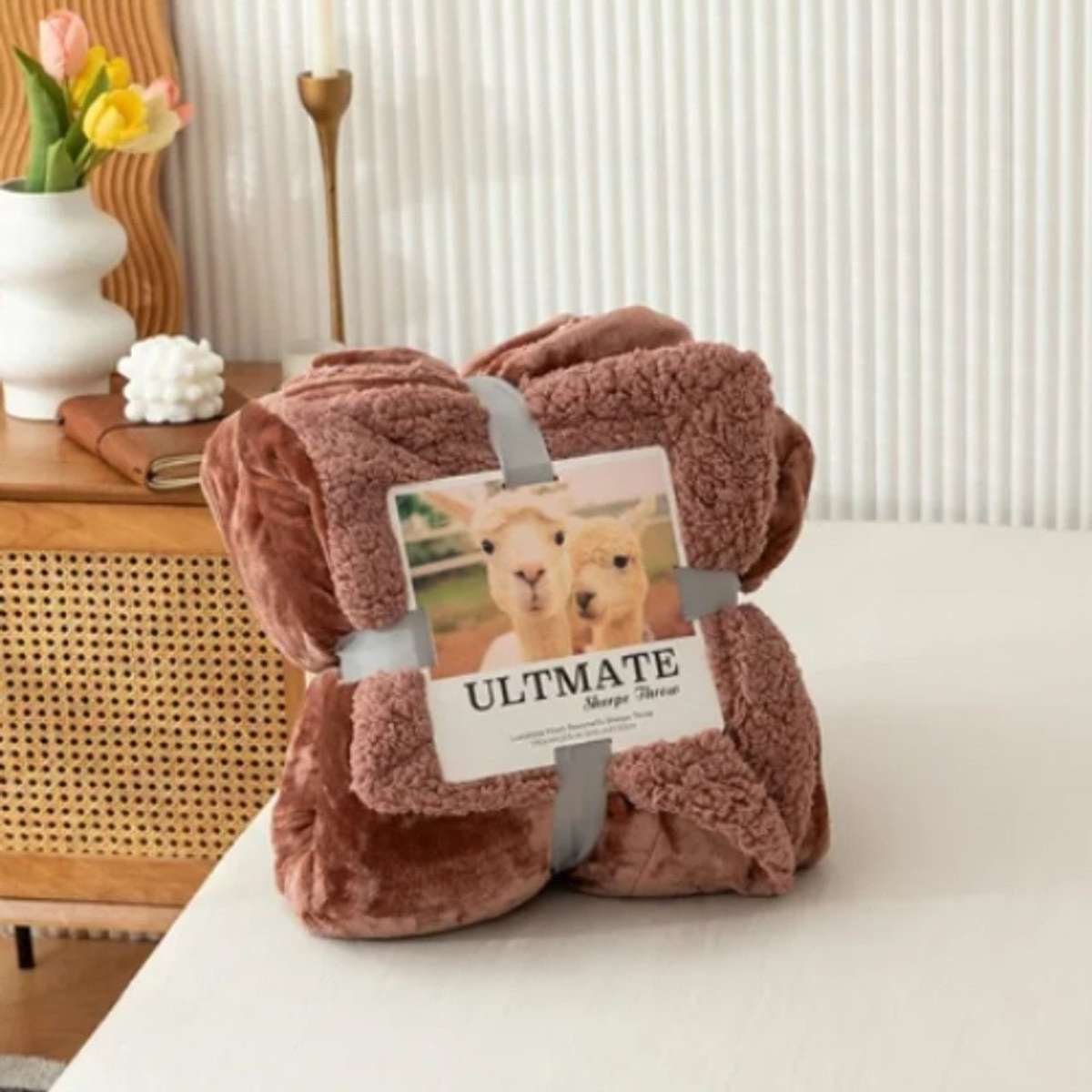 Queen Size Polyester Blanket - Brown