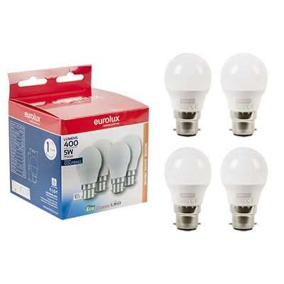 LED Bulb - 5W Golf Ball (4 Pack) - Bayonet (B22)