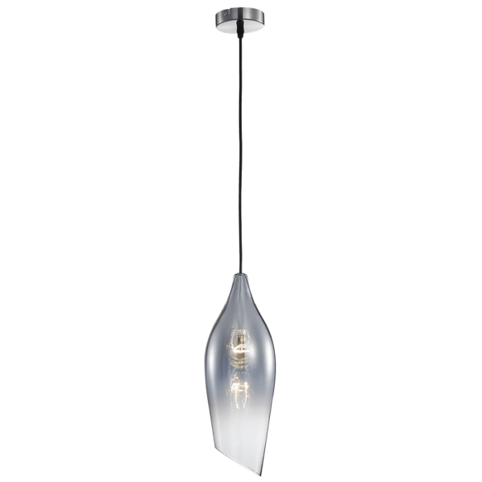 Satin Nickel Pendant with Smoke Colour Glass