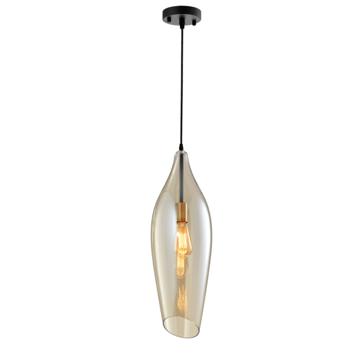 Black Metal Pendant with Cognac Colour Glass