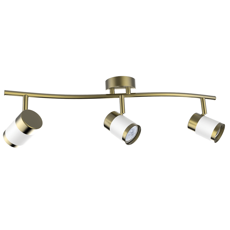 Bazley Brass & White 3 Light Ceiling Spotlight