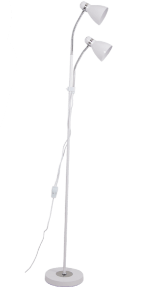 White & Chrome Floor Lamp with Gooseneck Arms