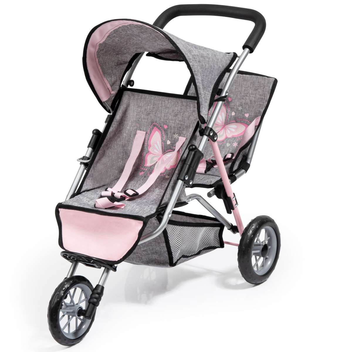 Twin Jogger Duo Dolls Pram (Pink/Grey) (Bayer)