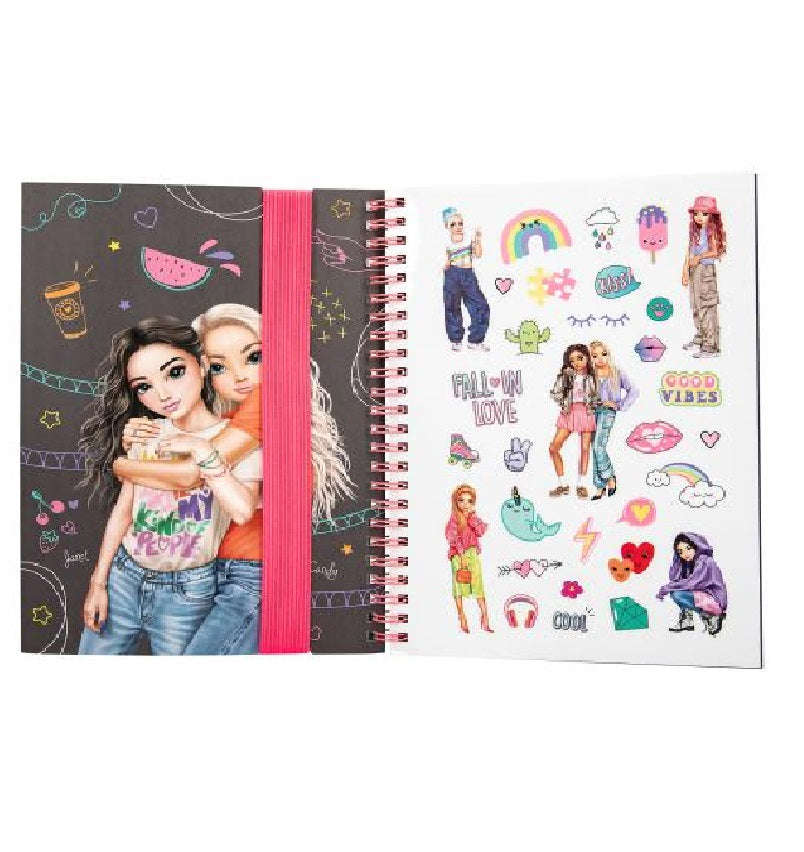 Top Model Doodle Colouring Book Set (w 5xneon pens,stickers)